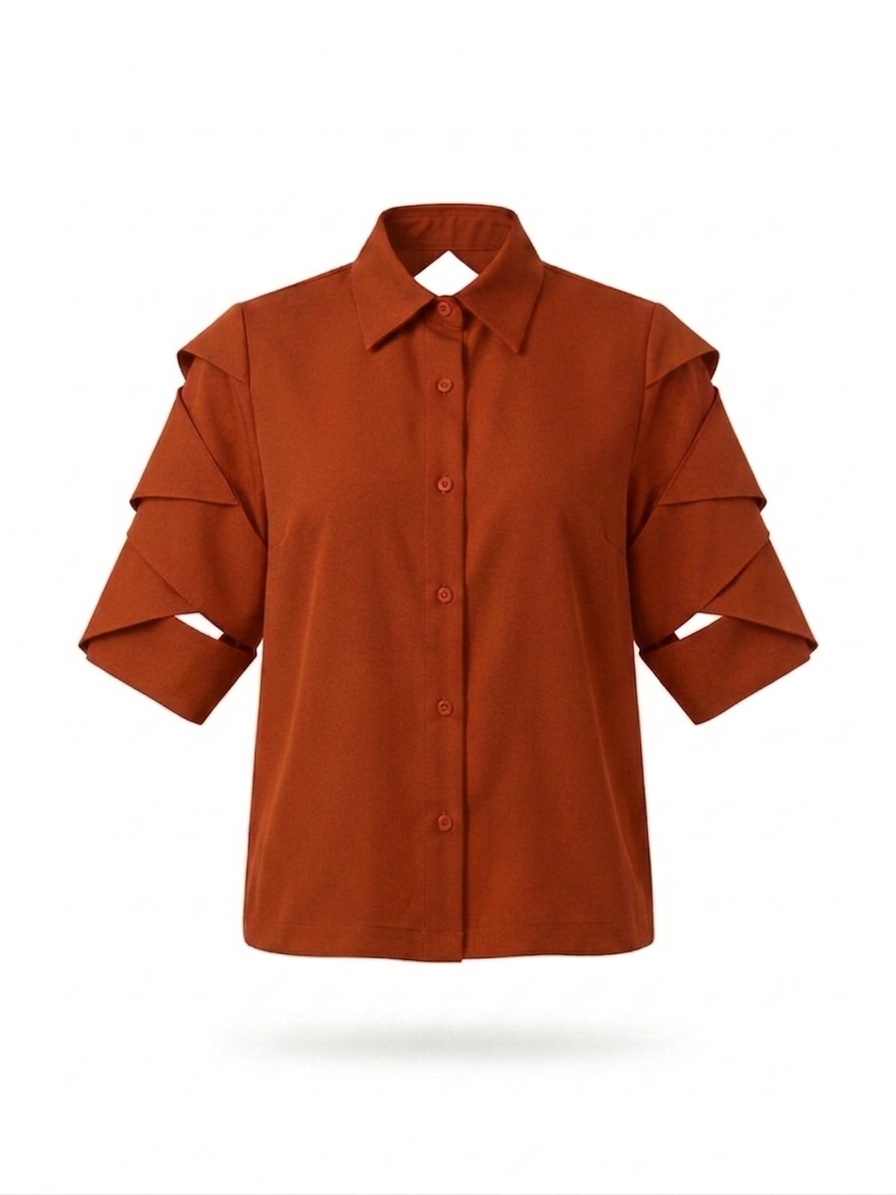 Signature Sculptural Sleeve Cowl-Back Blouse