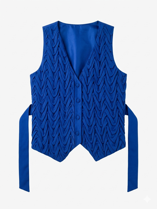 Signature Wavy Smocked Tailored Waistcoat