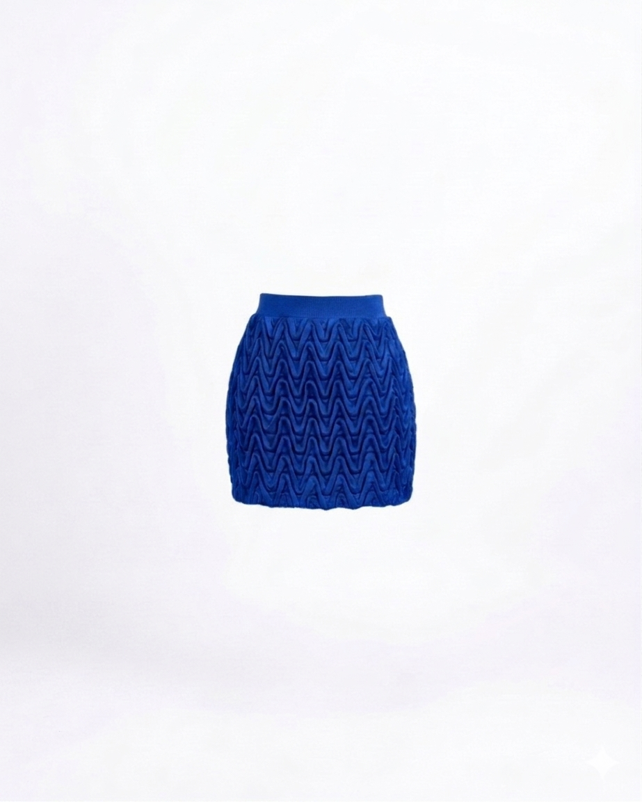 Signature Wavy Smocked Mini Skirt