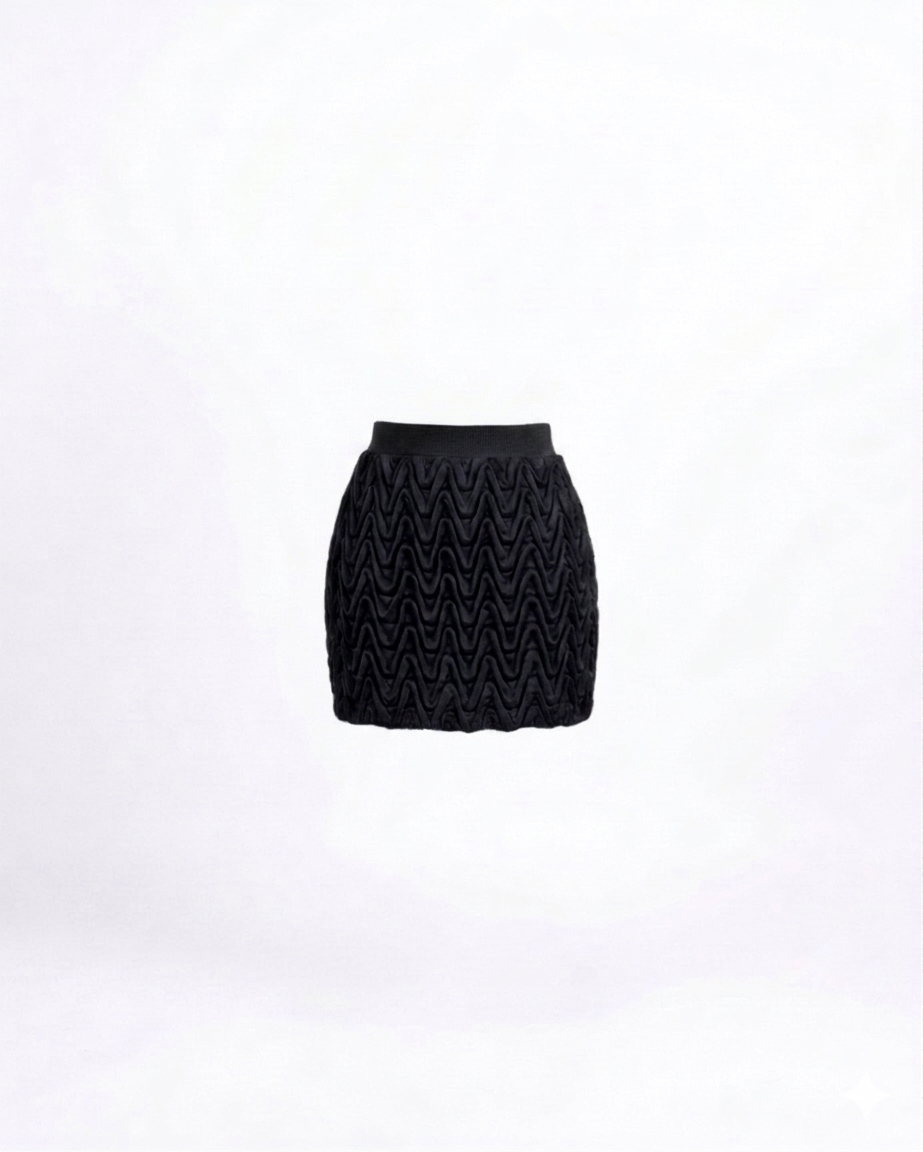 Signature Wavy Smocked Mini Skirt