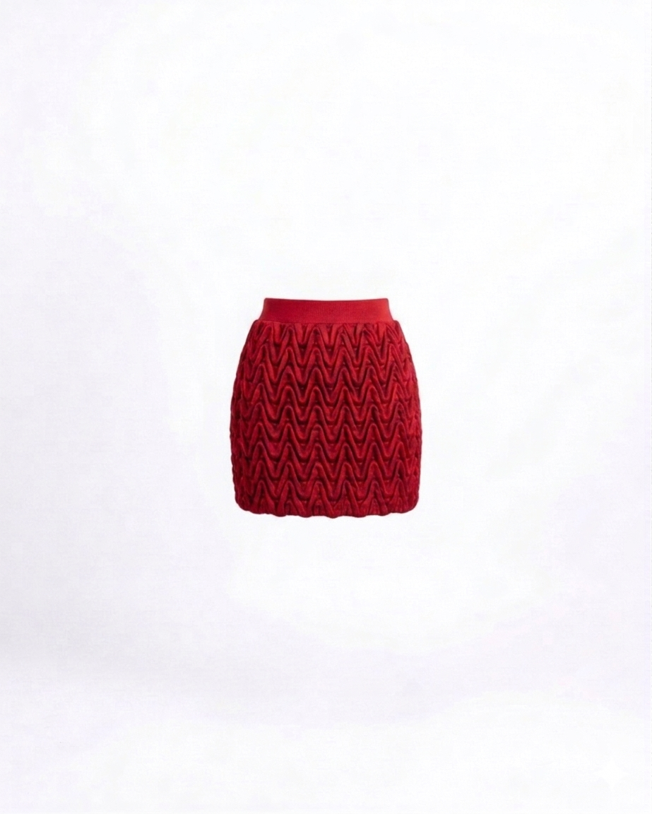 Signature Wavy Smocked Mini Skirt