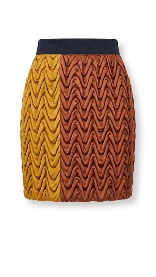 Signature Wavy Smocked "Mosaic" Mini Skirt