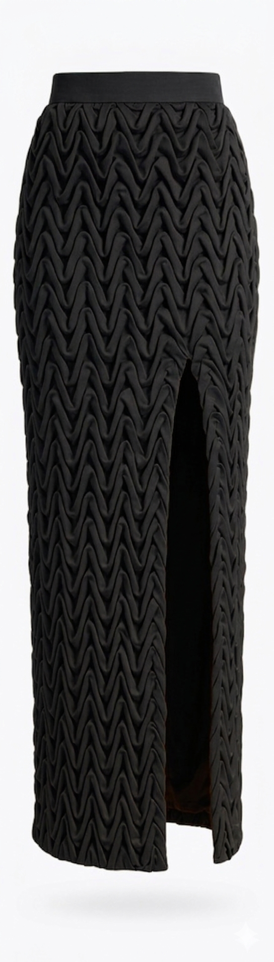 Signature Wavy Smocked  Slit Skirt