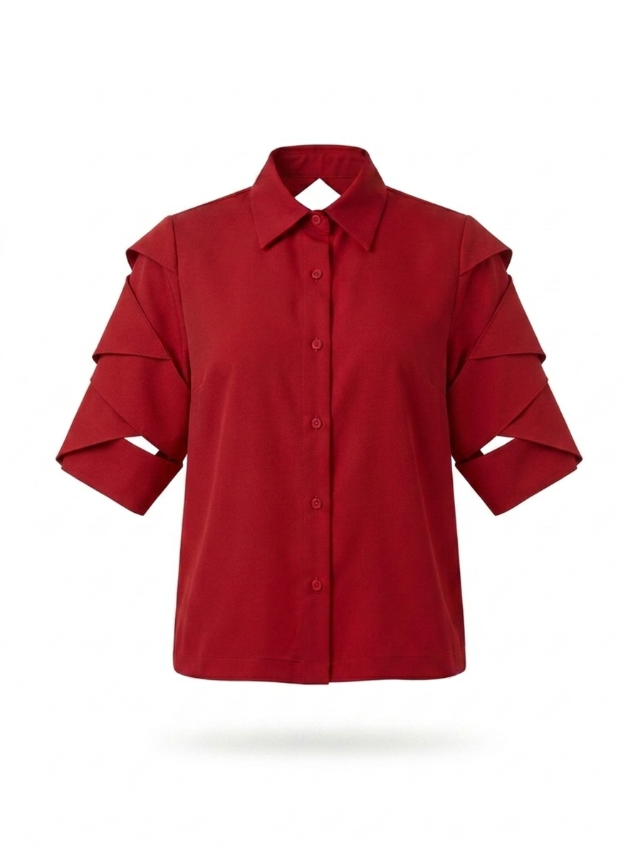 Signature Sculptural Sleeve Cowl-Back Blouse
