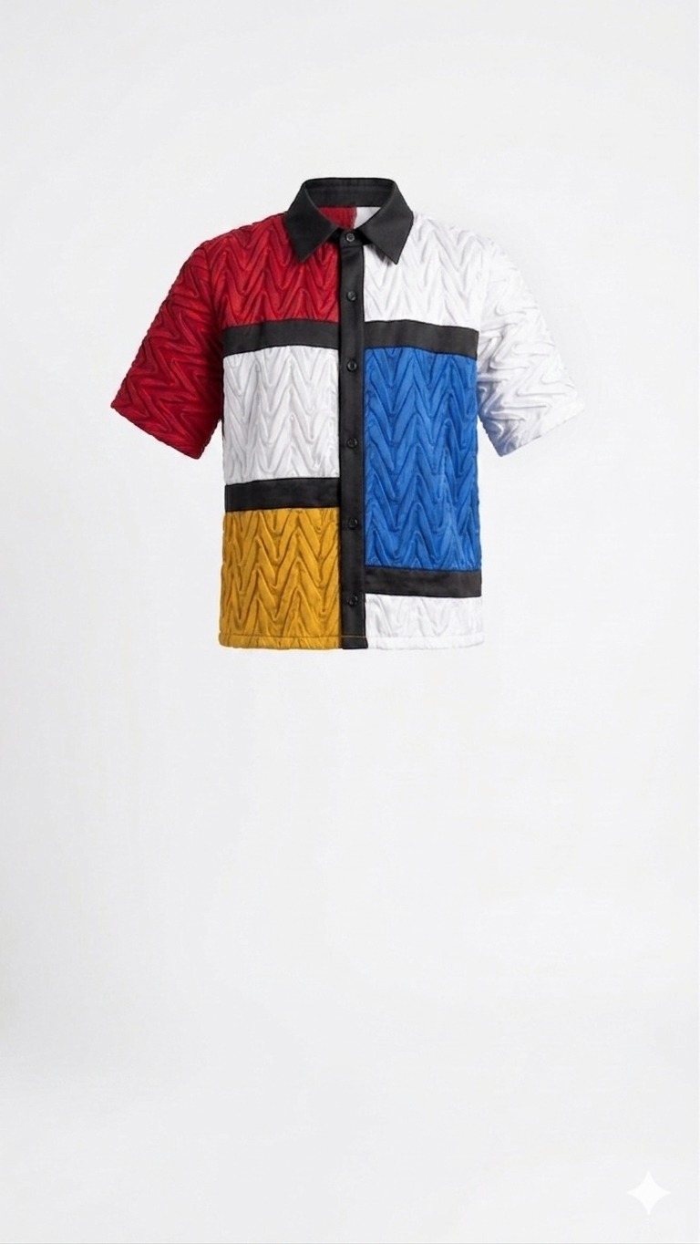 Signature Wavy Smocked Geometric Shirt