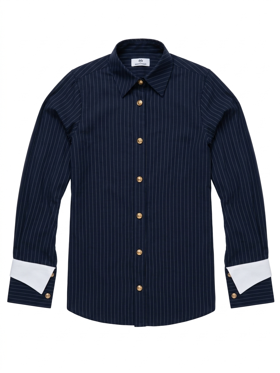 Signature Sculptural Cuff Pinstripe Shirt