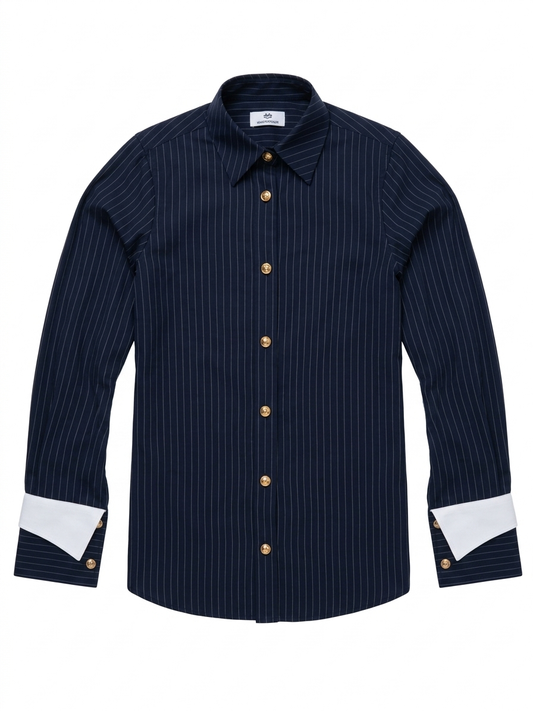 Signature Sculptural Cuff Pinstripe Shirt