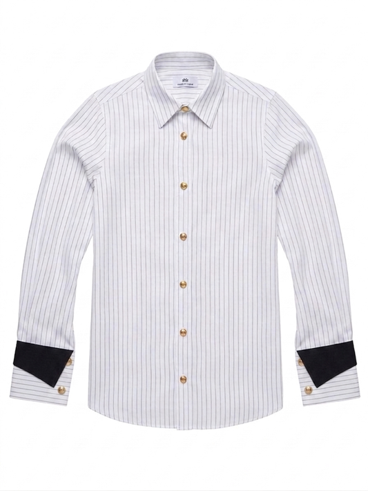 Signature Sculptural Cuff Pinstripe Shirt