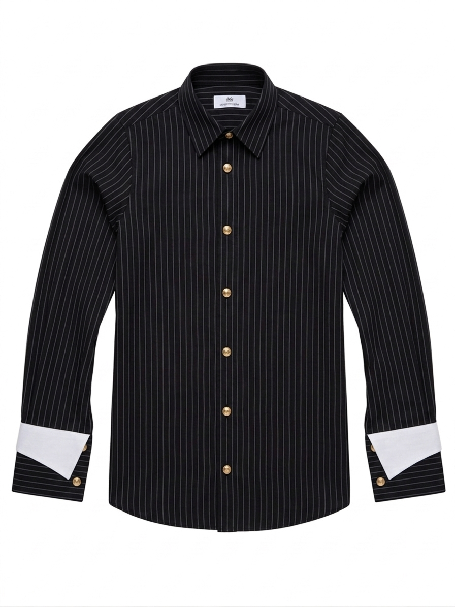 Signature Sculptural Cuff Pinstripe Shirt